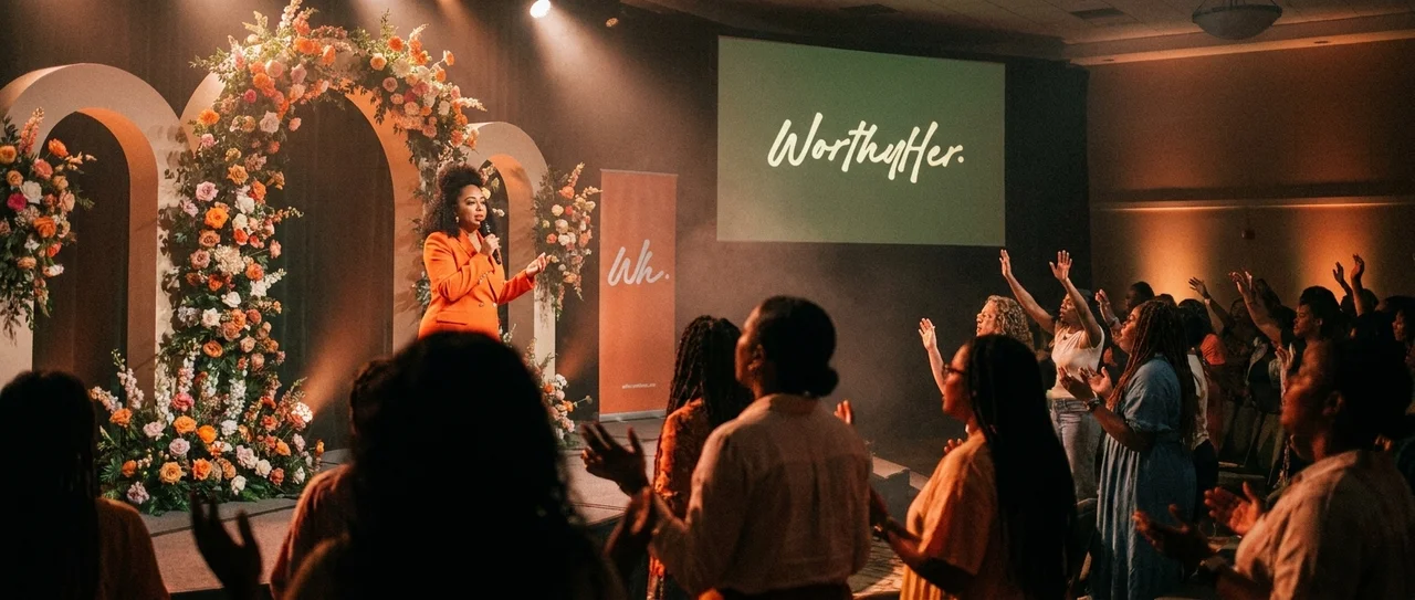 Sabrina Gray on the Worthy Her Conference stage
